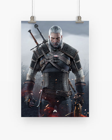 Witcher-White Wolf Art-Poster