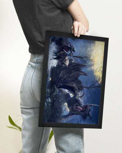 Elden Ring-Confronting Dragon Agheel Art Poster