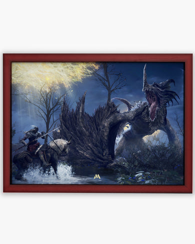 Elden Ring-Confronting Dragon Agheel Art-Poster