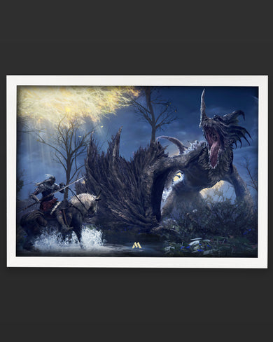 Elden Ring-Confronting Dragon Agheel Art-Poster