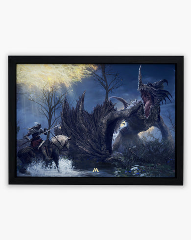 Elden Ring-Confronting Dragon Agheel Art-Poster