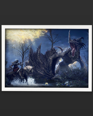 Elden Ring-Confronting Dragon Agheel Art-Poster