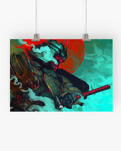 Samurai Fantasy Art-Katana Carnage Art-Poster