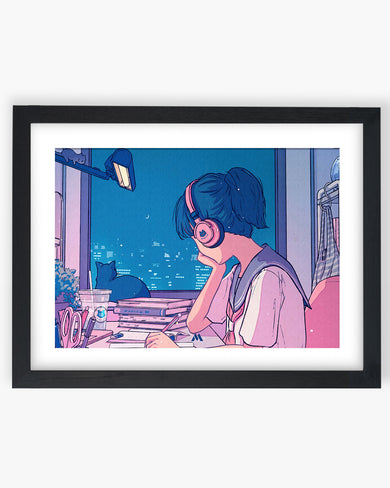 Lofi Anime School Girl Art-Poster