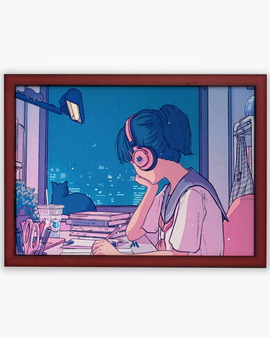 Lofi Anime School Girl Art-Poster