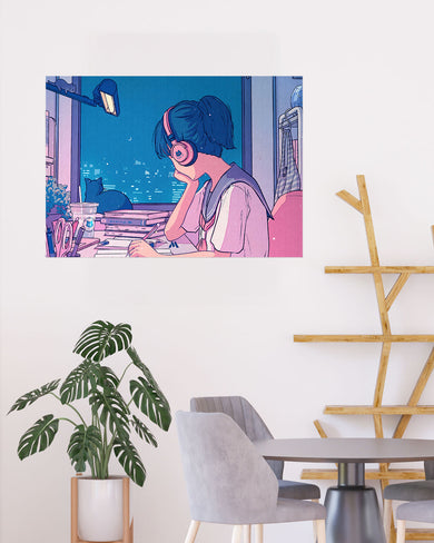 Lofi Anime School Girl Art-Poster