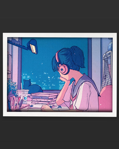 Lofi Anime School Girl Art-Poster