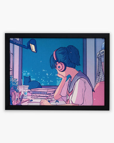 Lofi Anime School Girl Art-Poster