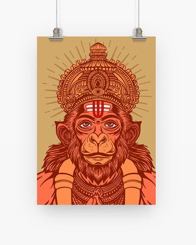 Devotion of Hanuman Art Poster