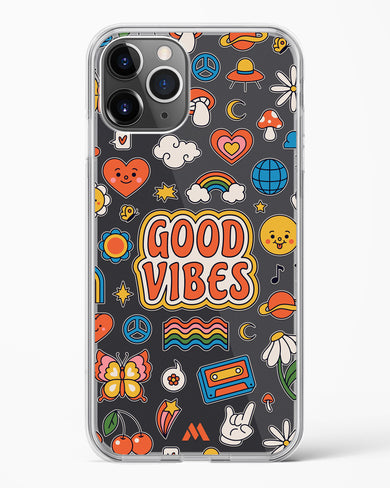 Stickered Good Vibes Crystal Clear Transparent Case-(Apple)