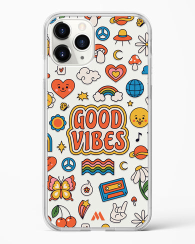 Stickered Good Vibes Crystal Clear Transparent Case-(Apple)