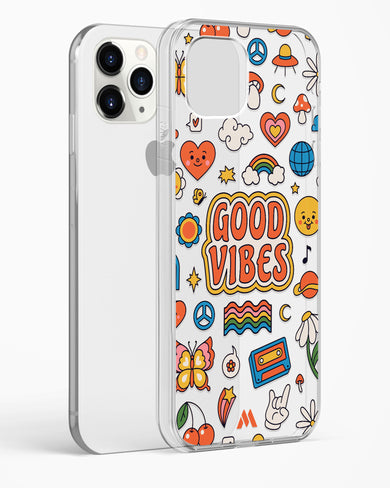 Stickered Good Vibes Crystal Clear Transparent Case-(Apple)