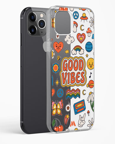 Stickered Good Vibes Crystal Clear Transparent Case-(Apple)