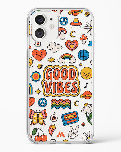 Stickered Good Vibes Crystal Clear Transparent Case-(Apple)