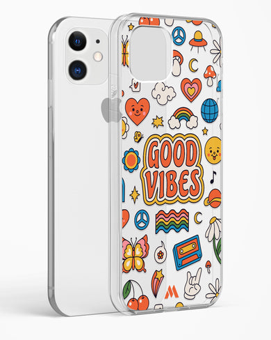 Stickered Good Vibes Crystal Clear Transparent Case-(Apple)