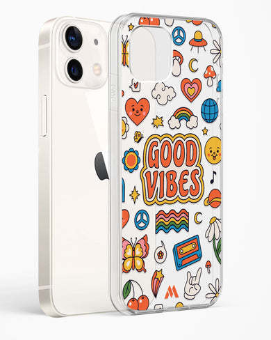 Stickered Good Vibes Crystal Clear Transparent Case-(Apple)