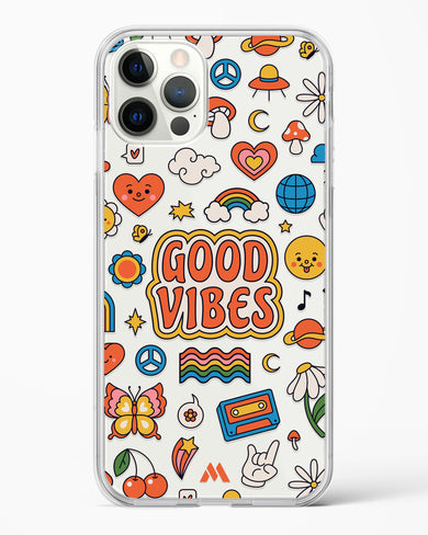 Stickered Good Vibes Crystal Clear Transparent Case-(Apple)