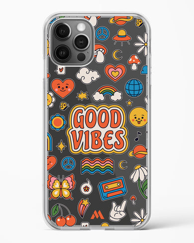 Stickered Good Vibes Crystal Clear Transparent Case-(Apple)