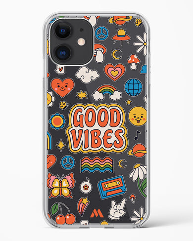 Stickered Good Vibes Crystal Clear Transparent Case-(Apple)