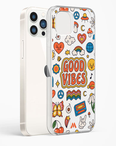 Stickered Good Vibes Crystal Clear Transparent Case-(Apple)