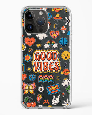 Stickered Good Vibes Crystal Clear Transparent Case-(Apple)