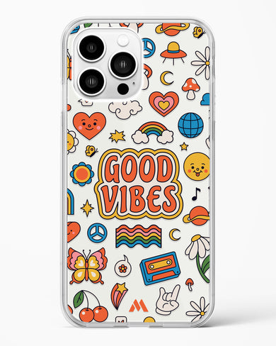 Stickered Good Vibes Crystal Clear Transparent Case-(Apple)