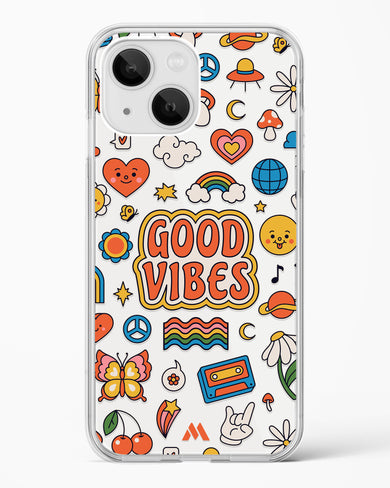 Stickered Good Vibes Crystal Clear Transparent Case-(Apple)