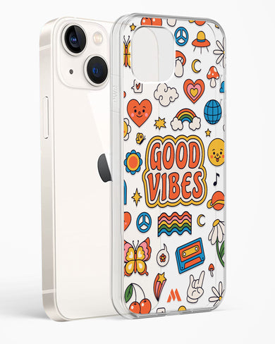 Stickered Good Vibes Crystal Clear Transparent Case-(Apple)