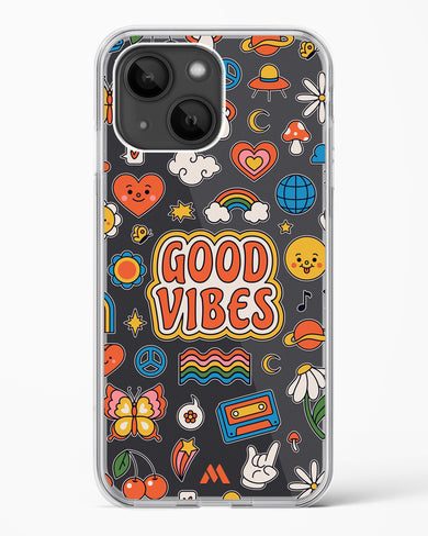 Stickered Good Vibes Crystal Clear Transparent Case-(Apple)