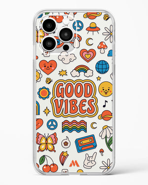 Stickered Good Vibes Crystal Clear Transparent Case-(Apple)