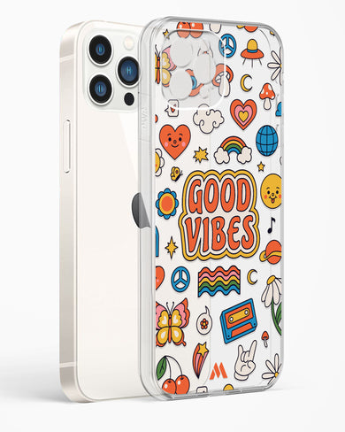 Stickered Good Vibes Crystal Clear Transparent Case-(Apple)