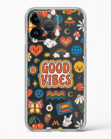 Stickered Good Vibes Crystal Clear Transparent Case-(Apple)