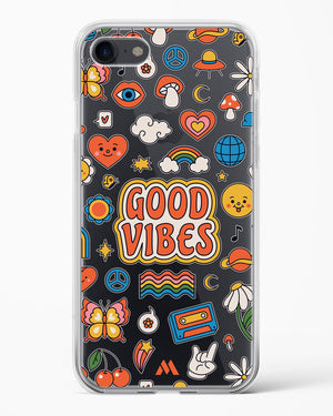 Stickered Good Vibes Crystal Clear Transparent Case-(Apple)