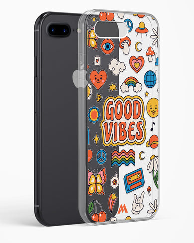 Stickered Good Vibes Crystal Clear Transparent Case-(Apple)