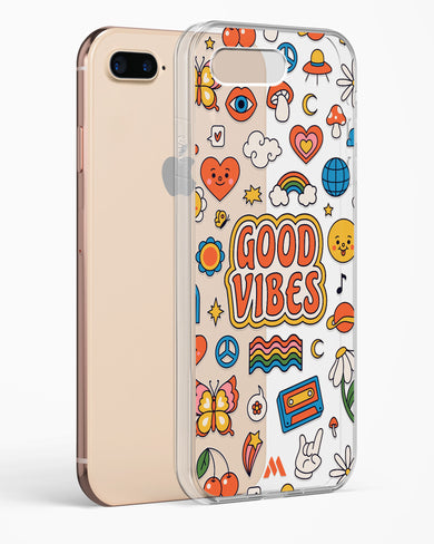 Stickered Good Vibes Crystal Clear Transparent Case-(Apple)