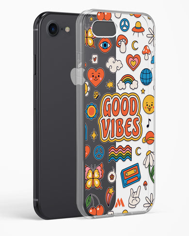 Stickered Good Vibes Crystal Clear Transparent Case-(Apple)