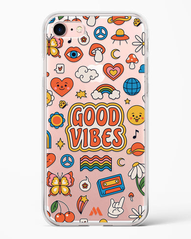 Stickered Good Vibes Crystal Clear Transparent Case-(Apple)