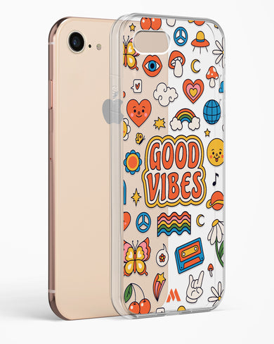 Stickered Good Vibes Crystal Clear Transparent Case-(Apple)