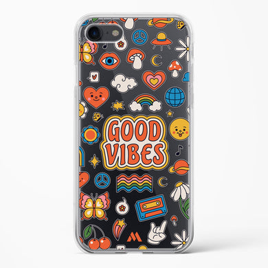 Stickered Good Vibes Crystal Clear Transparent Case-(Apple)