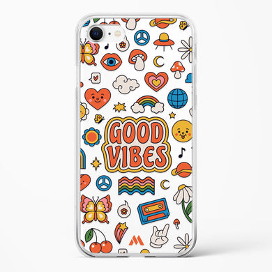 Stickered Good Vibes Crystal Clear Transparent Case-(Apple)