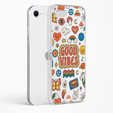 Stickered Good Vibes Crystal Clear Transparent Case-(Apple)