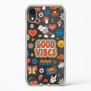 Stickered Good Vibes Crystal Clear Transparent Case-(Apple)