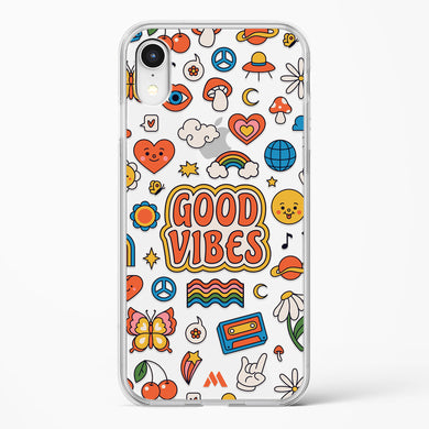 Stickered Good Vibes Crystal Clear Transparent Case-(Apple)