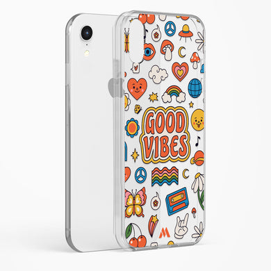 Stickered Good Vibes Crystal Clear Transparent Case-(Apple)