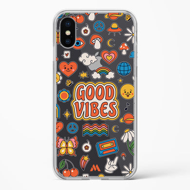 Stickered Good Vibes Crystal Clear Transparent Case-(Apple)