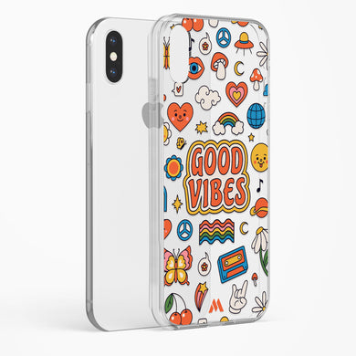 Stickered Good Vibes Crystal Clear Transparent Case-(Apple)