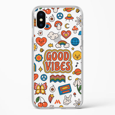 Stickered Good Vibes Crystal Clear Transparent Case-(Apple)