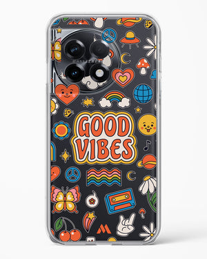 Stickered Good Vibes Crystal Clear Transparent Case-(OnePlus)