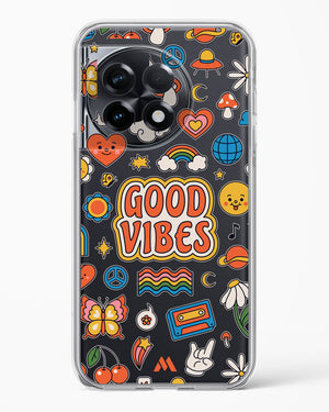 Stickered Good Vibes Crystal Clear Transparent Case-(OnePlus)