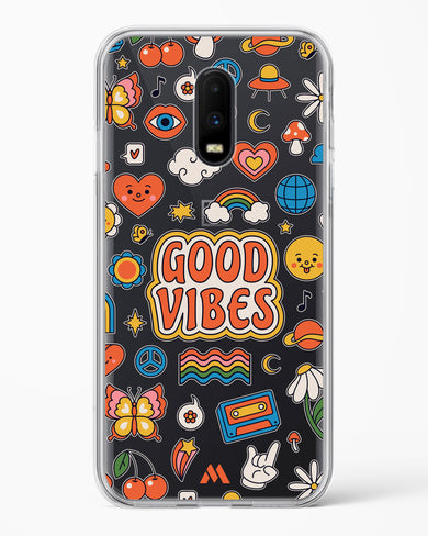 Stickered Good Vibes Crystal Clear Transparent Case-(OnePlus)